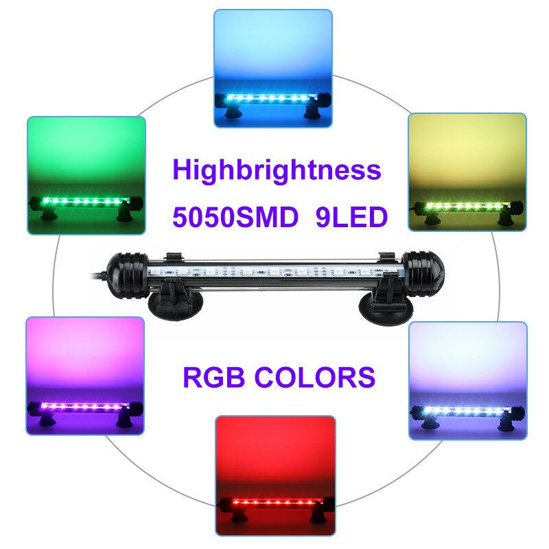 18cm 5050smd 9led Akvarijska Ribica Rgb Svjetiljka Potopljena Vodootporna Trakasta