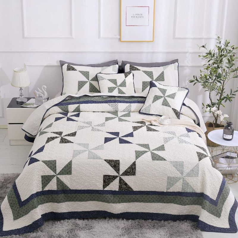 100% Pamuk Queen Size Vintage Seoski Poplun Set Pokrivača Shabby Patchwork Komplet Posteljine S Jastukom Shams