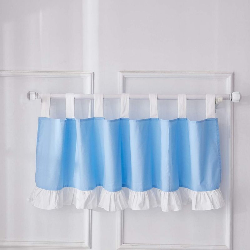 3d Love Heart Cloud Star Pattched Design Set Posteljine Za Dječju Sobu 100% Pamuk Plava Posteljina Za Krevetić S Bijelim Volanima