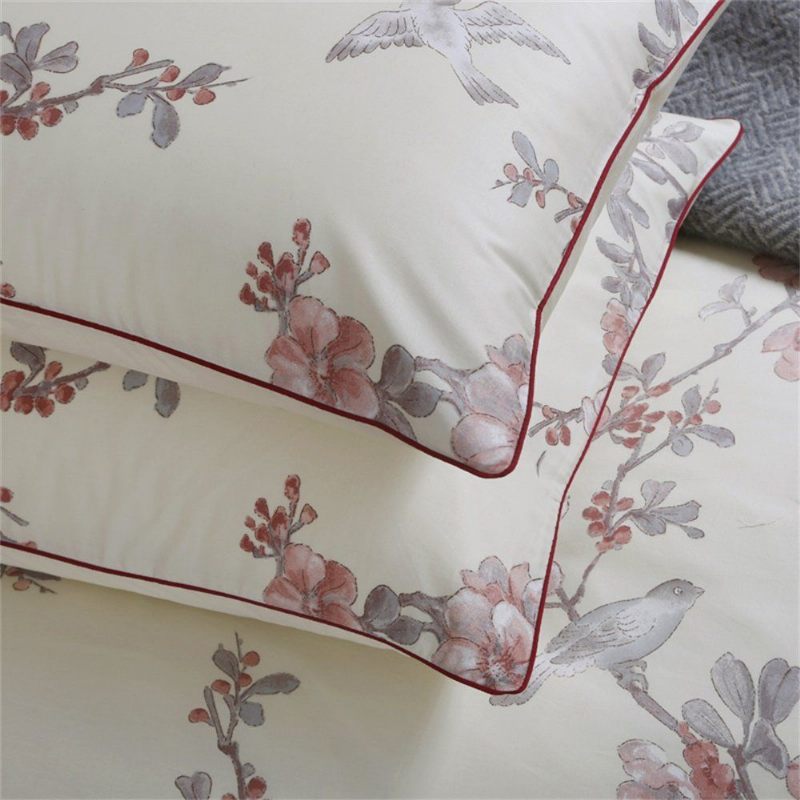 3pcs Chinoiserie Cvjetni Komplet Navlaka Za Poplun Azijski Porculanski Stil Cvjetanje Drveća I Ptice Plavi I Bijeli Akvarelni Set Posteljine