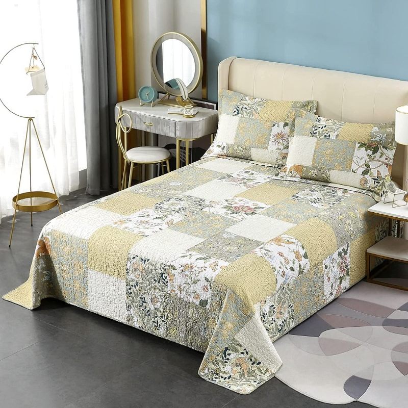 3pcs Queen Size Set Prekrivača Seoska Kuća Rose Cvjetni Set Romantični Sitni Cvjetovi Patchwork Lagani Set Popluna