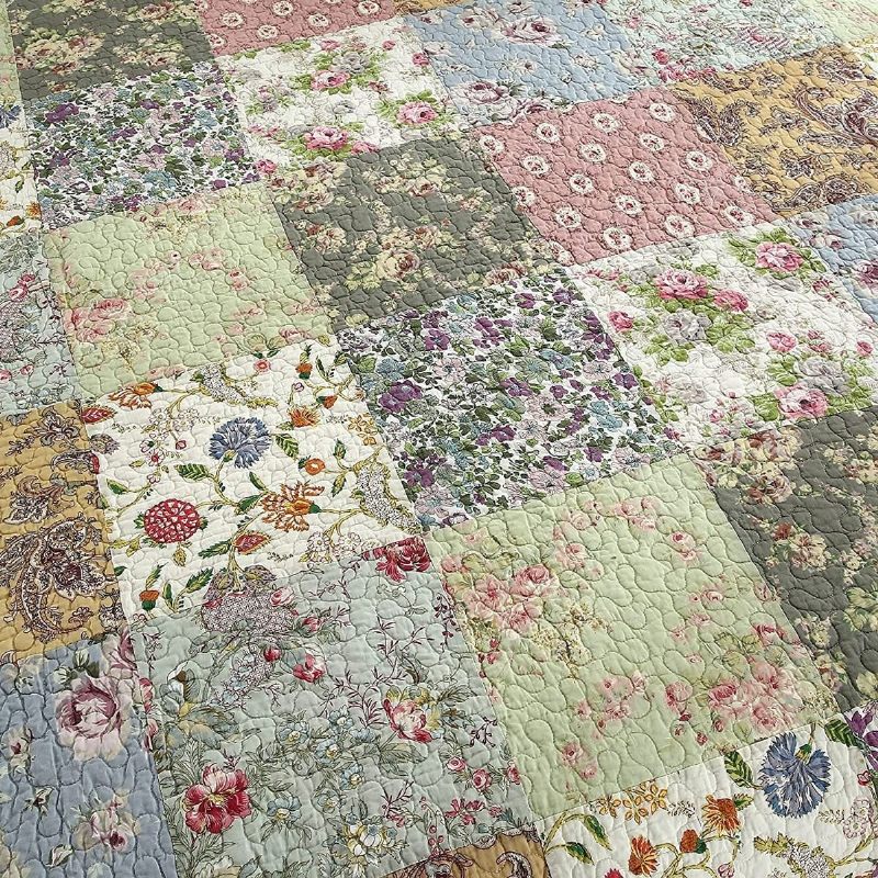 3pcs Queen Size Set Prekrivača Vintage Set Seoske Cvjetne Posteljine Set Luksuzni Shabby Chic Patchwork Lagani Komplet Popluna