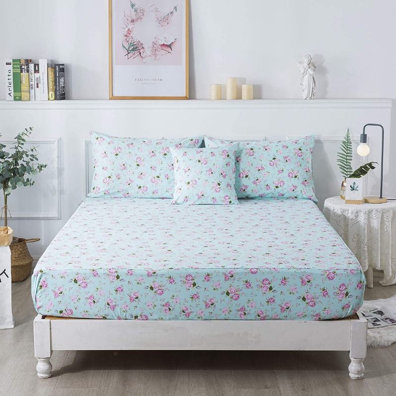 4pcs Romantične Ruže Cvjetne Posteljine Elegantna Vintage Seoska Posteljina Za Djevojke 100% Pamuk Shabby Plahte Dubokih Džepova