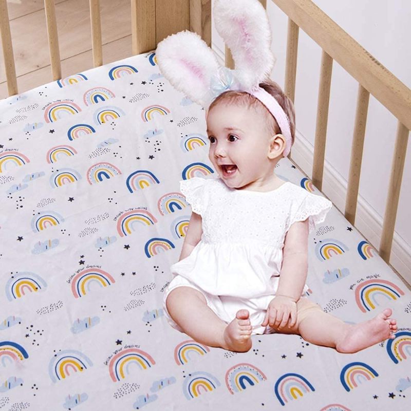 9pcs Rainbow Cloud Panda Set Posteljine Za Dječji Krevetić Ružičasta Posteljina Za Djevojčice Za Dječju Sobu