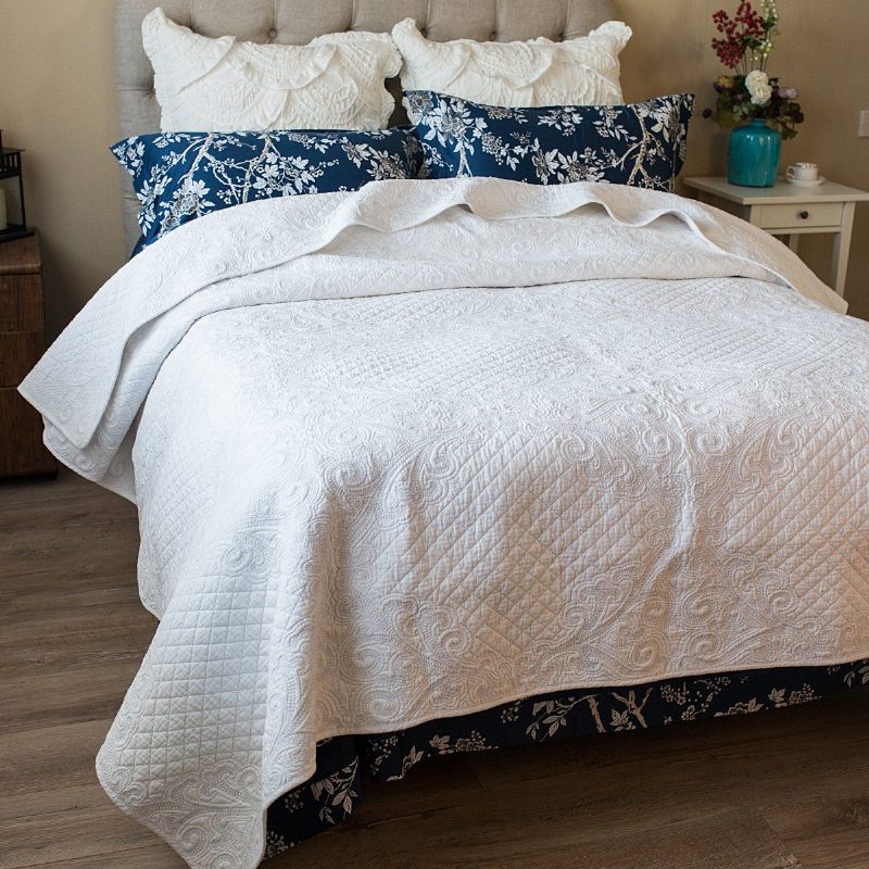 Bijeli Shabby Vintage Set Posteljine Queen Size Krevet Poplun Set 100% Pamuk Set Pokrivača