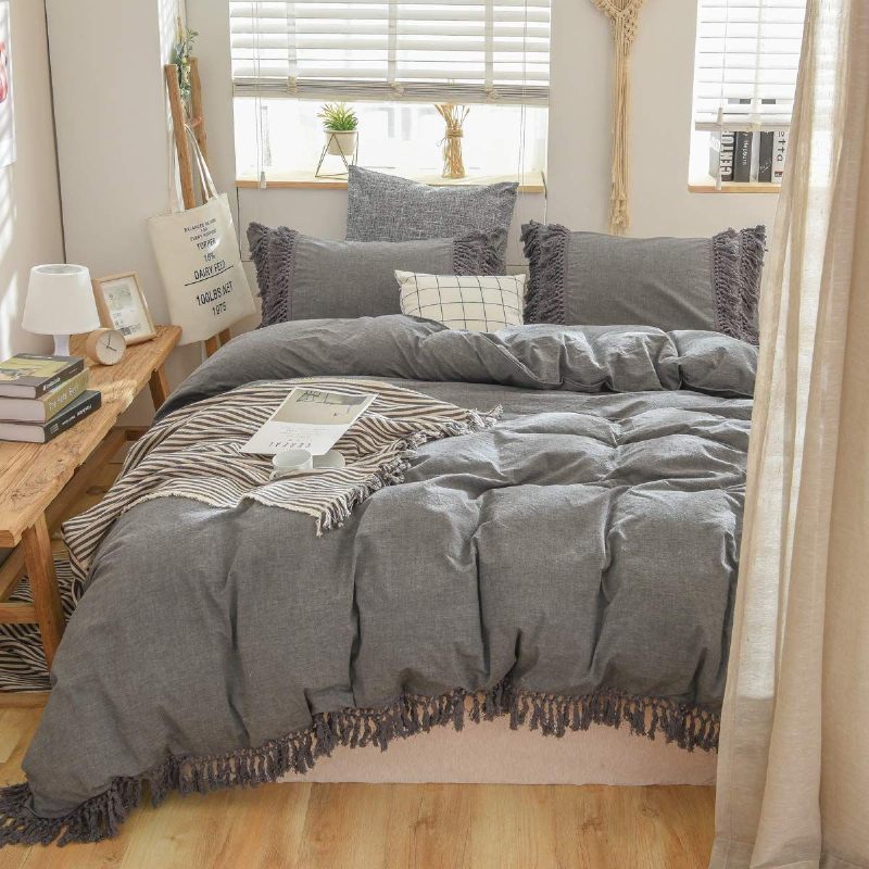 Boho Posteljina S Kićankama Komplet Navlaka Za Poplun 3 Kom 100% Isprani Pamuk S Resama Elegantna Boemska