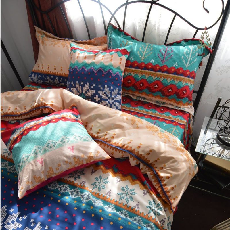 Boho Stil Set Navlaka Za Poplun Bohemia Set Posteljine Uklopljena Plahta
