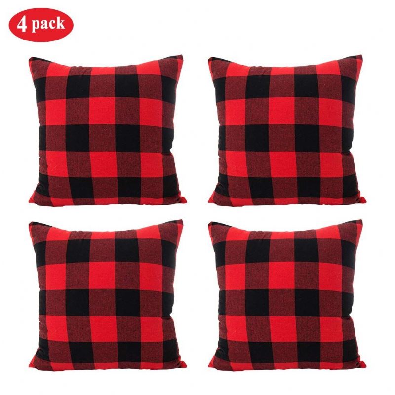 Božićne Navlake Za Jastuke Buffalo Karirani Gingham Uzorak Ukrasni Jastuci Jastučnica Za Kauč Crvena I Bijela Pakiranje Od 4 Komada