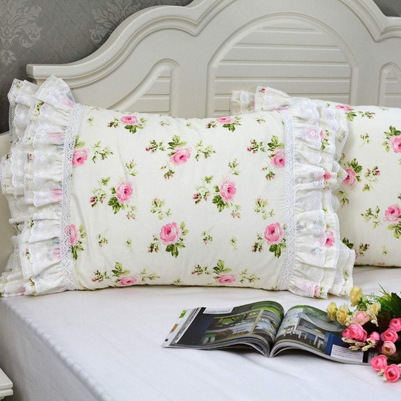 Jastučnice U Stilu Seoske Kuće Elegantni Seoski Stil 100% Pamuk Vintage Čipke S Volanima Posteljina Navlake Za Jastuke Izvrsna Rukotvorina