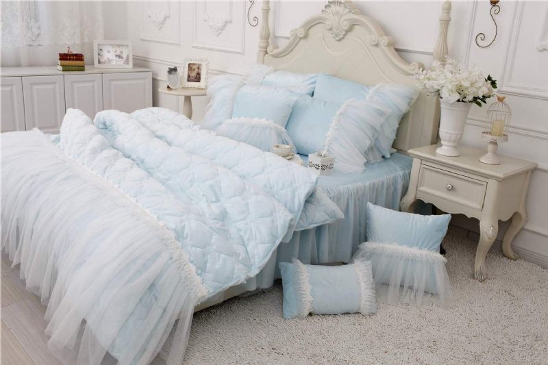 Komplet Navlaka Za Poplun Od Kristalnog Baršuna Mekana Topla Zimska Posteljina Prošivena Flanelska Jorganska Set Čipkane Princeze Za Djevojčice Bijela