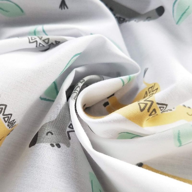 Kompleti Posteljine Za Dječji Krevetić Dječja Posteljina Za Dječju Sobu Woodland Giraffe Family Dot Design Siva I Žuta 8-dijelna