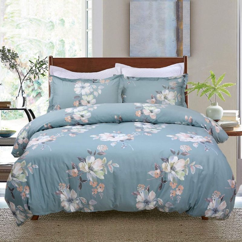 Luksuzna Posteljina Peony Floral Reverzibilna 3 Kom. Paisley 100% Pamuk Teal Tirkizno Narančasta Navlaka Za Poplun Siva Mornarskoplava Hipoalergena
