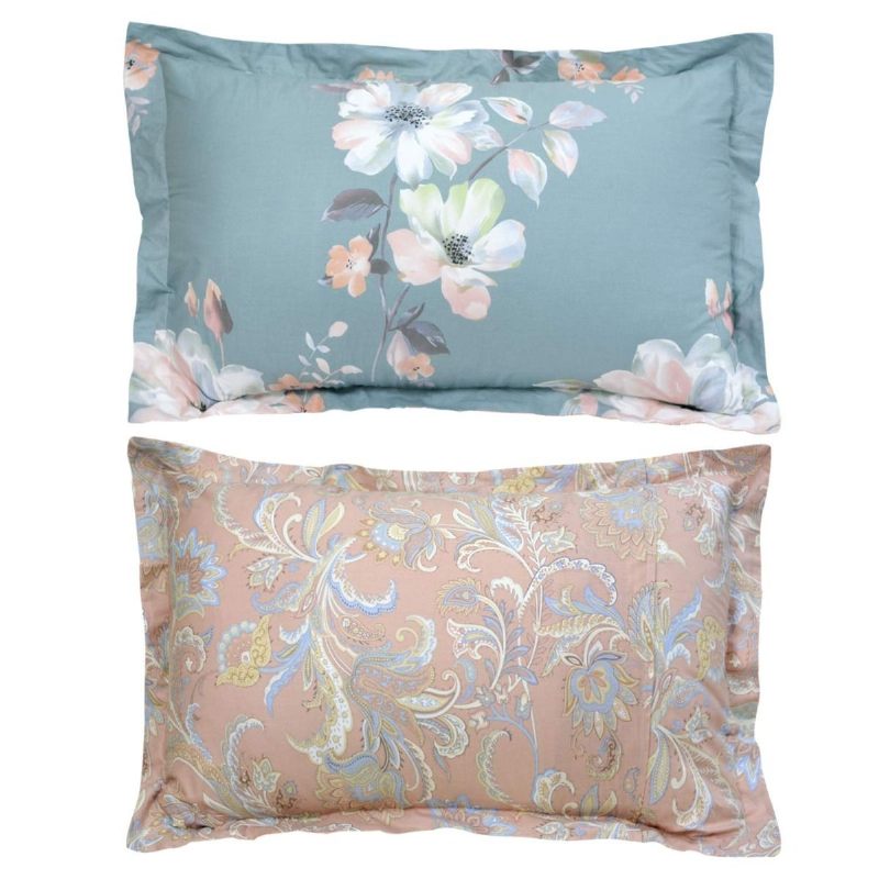 Luksuzna Posteljina Peony Floral Reverzibilna 3 Kom. Paisley 100% Pamuk Teal Tirkizno Narančasta Navlaka Za Poplun Siva Mornarskoplava Hipoalergena
