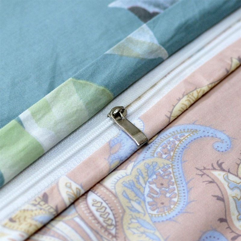 Luksuzna Posteljina Peony Floral Reverzibilna 3 Kom. Paisley 100% Pamuk Teal Tirkizno Narančasta Navlaka Za Poplun Siva Mornarskoplava Hipoalergena