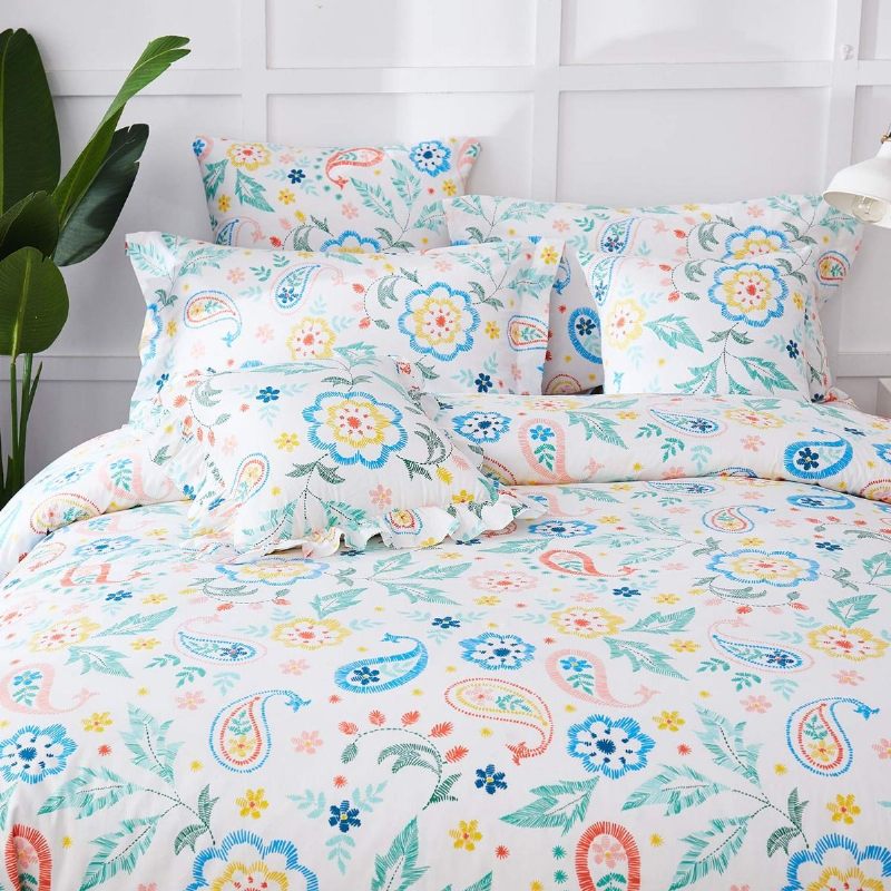 Paisley Flower Girls Komplet Navlaka Za Poplun Od 3 Kom 100% Pamuk Svježeg Izgleda Posteljine