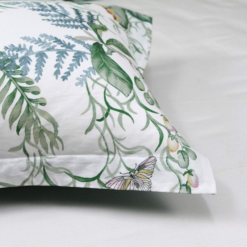 Palmino Lišće Set Posteljine Leptir Jungle Rainforest Voće Cvjetni Komplet Navlaka Za Poplun 3 Kom Zeleno Bijeli 100% Pamuk