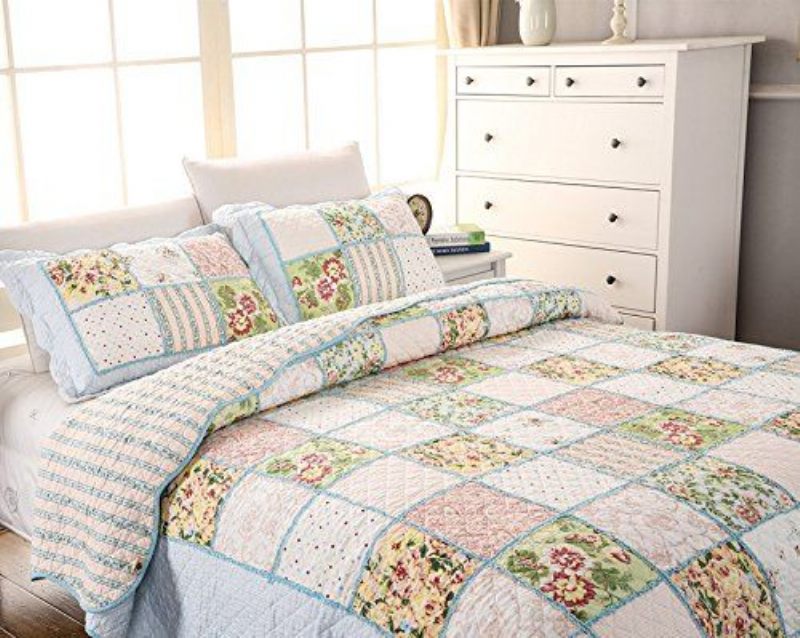 Queen Size Vintage Cottage Floral Patchwork Prošiveni Pamučni Pokrivač Za Krevet