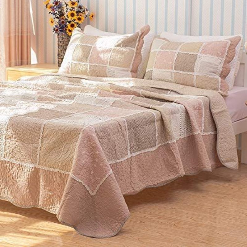 Queen Size Vintage Patchwork Set Posteljine Elegantan Set Pamučnog Popluna