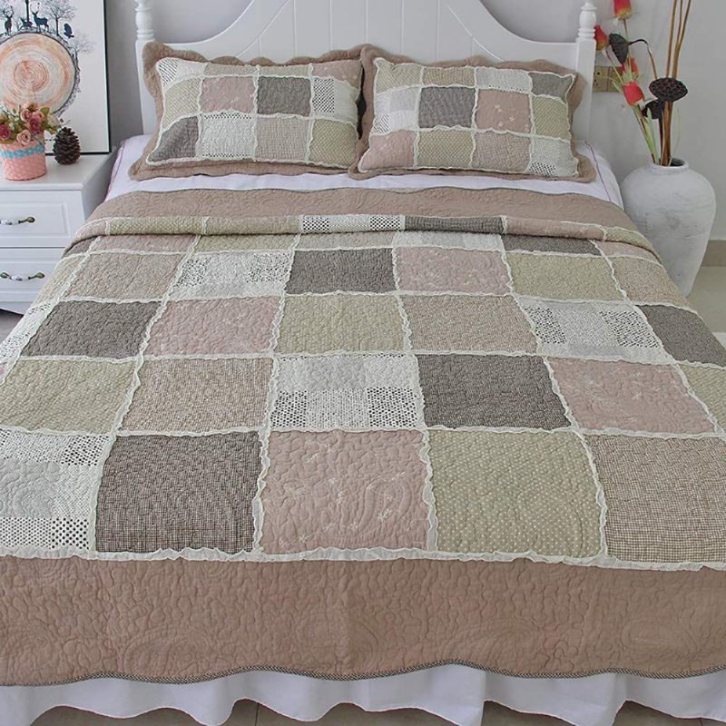 Queen Size Vintage Patchwork Set Posteljine Elegantan Set Pamučnog Popluna