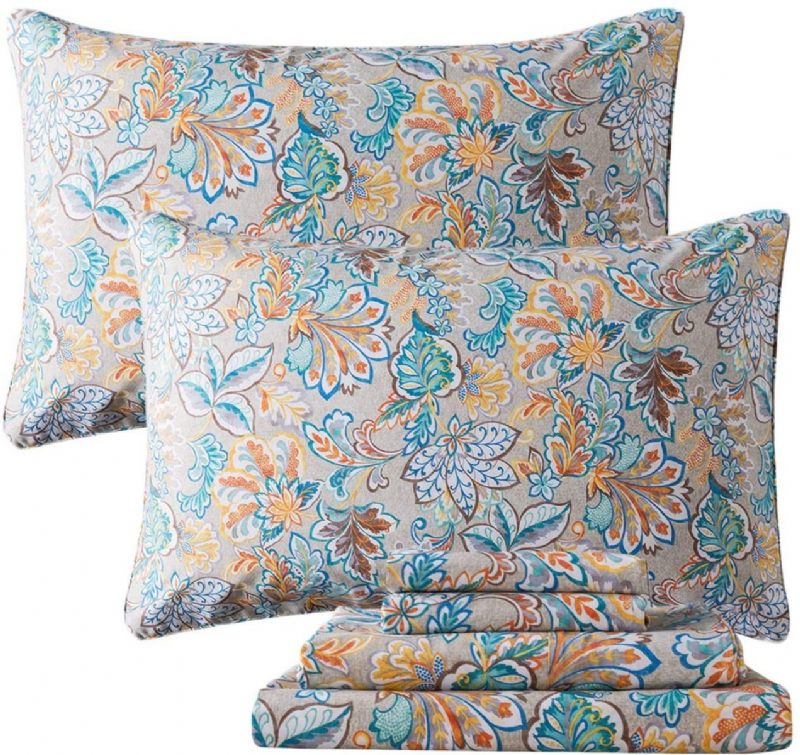 Shabby Zlatna Cvjetna Posteljina Set Classic Vintage Seoska Set Elegent Royal Print Set 100% Pamuk 4-dijela