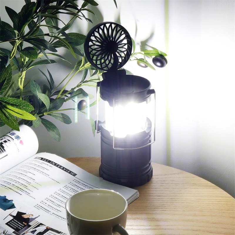 2 U 1 Cob/loptasta Žarulja Svjetlo Za Kampiranje Višenamjenska Lampa Za Hitne Slučajeve Za S Ventilatorom Radna Svjetla Noćno Za Šatore Za Na Otvorenom Ribolov