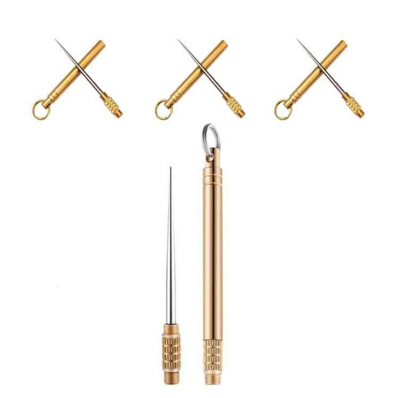 3 Pcs Titanium Outdoor Edc Prijenosna Višenamjenska Boca S Čačkalicom Vilica Za Voće Alat Za Kampiranje Cijev Za Čačkalicu Je Izdržljivija Od Konca