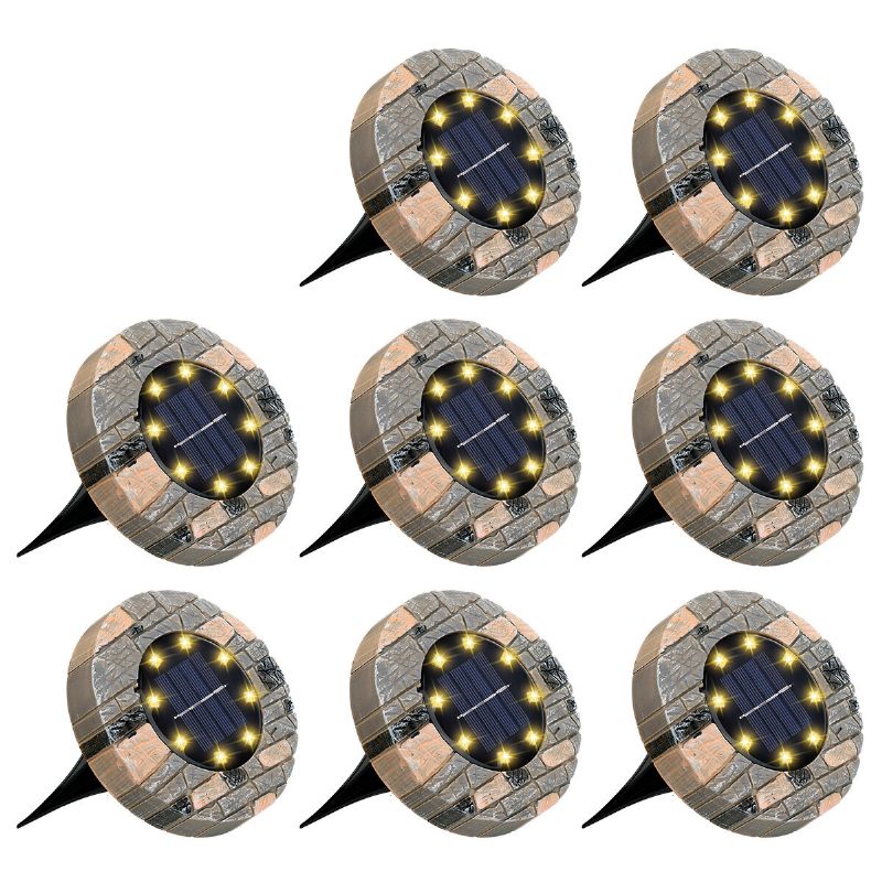Glime 8 Paketa Solarnih Zemaljskih Svjetiljki 8 Led Disk Solarna Svjetla Nadograđeni Vanjski Vrt Vodootporna Svijetla U Zemlji Za Stazu Šetnica Prilaz Travnjak Dvorište Patio