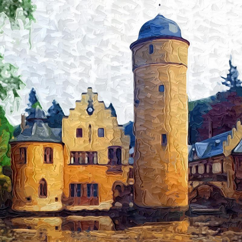 50x50cm 3pcs Kombinacija Pag Diy Slika Bez Okvira 3d Scena Naljepnica Uljane Slike Pejzaž Dvorac Zidni Dekor