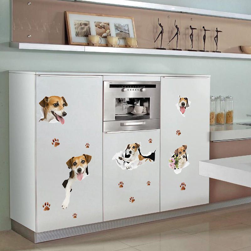 Kreativni Crtani 3d Slatki Pas Pvc Slomljena Zidna Naljepnica Diy Uklonjivi Ukras Vodootporne Zidne Naljepnice