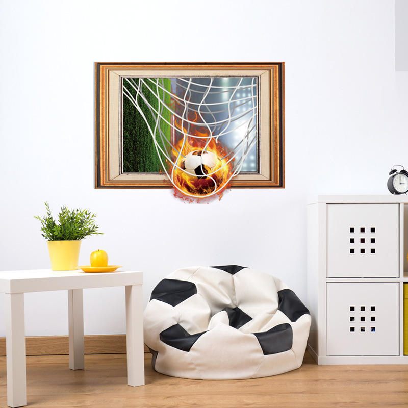 Miico Creative 3d Fire Football Frame Pvc Uklonjiva Kućna Soba Ukrasna Zidna Naljepnica Za Pod