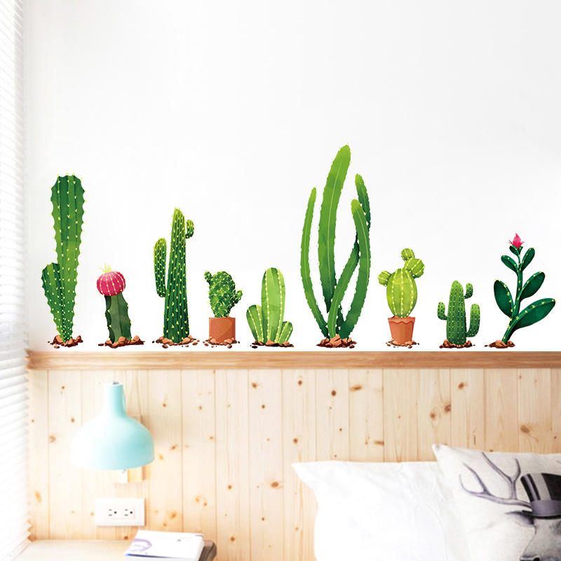 Miico Creative Cartoon Cactus Pvc Uklonjiva Ukrasna Naljepnica Za Zidna Vrata