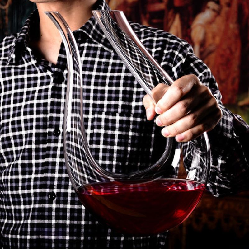 1200 Ml Luksuzni Kristalni Stakleni Bokal Za Vino Od Roga U Obliku Slova U. Točilac Vina Za Crveno Perlator