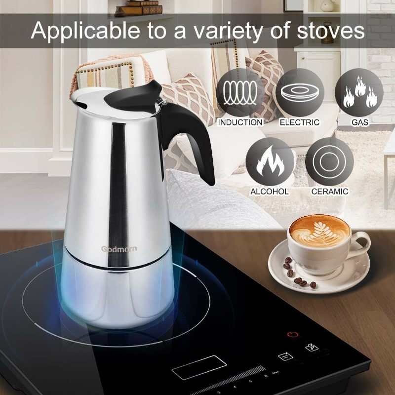 Godmorn Stovetop Espresso Aparat Moka Pot 450ml/15oz/9 Šalica Classic Cafe Percolator Od Nehrđajućeg Čelika Prikladan Za Indukcijska Kuhala