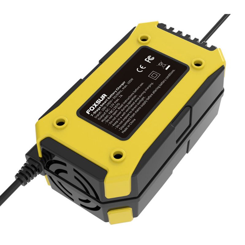 Foxsur 12v 7a Motociklistički Punjač Za Auto 7-stupanjsko Pulsno Punjenje Olovno-kiselinske Baterije Lcd Zaslon Agm Gel Wet S Više Baterija