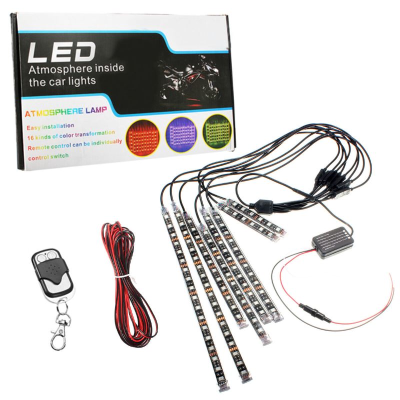 Kompleti Led Svjetala Za Motocikle Od 8 Komada Trake Dc 12-voltna Vodootporna Rgb Višebojna Podsjajna Neonska Atmosferska Svjetla S Efektom Zemlje S Daljinskim Upravljačem I Ljepljivim Kopčama