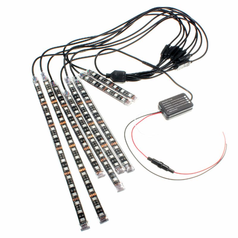 Kompleti Led Svjetala Za Motocikle Od 8 Komada Trake Dc 12-voltna Vodootporna Rgb Višebojna Podsjajna Neonska Atmosferska Svjetla S Efektom Zemlje S Daljinskim Upravljačem I Ljepljivim Kopčama
