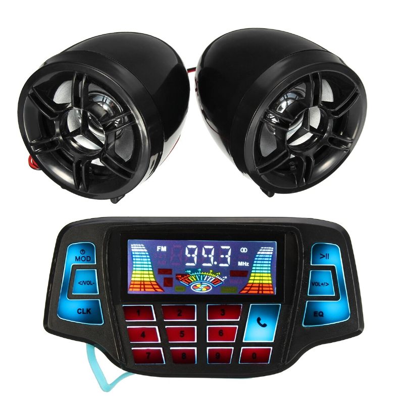 Upravljač Motocikla Mp3 Crni Zvučnici Audio Sustav Usb Sd Fm S Bluetooth Funkcijom