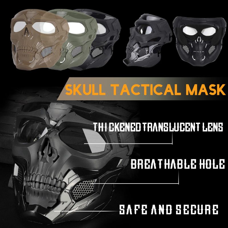 Wosport Skull Airsoft Paintball Maska Taktička S Punim Licem Za Noć Vještica