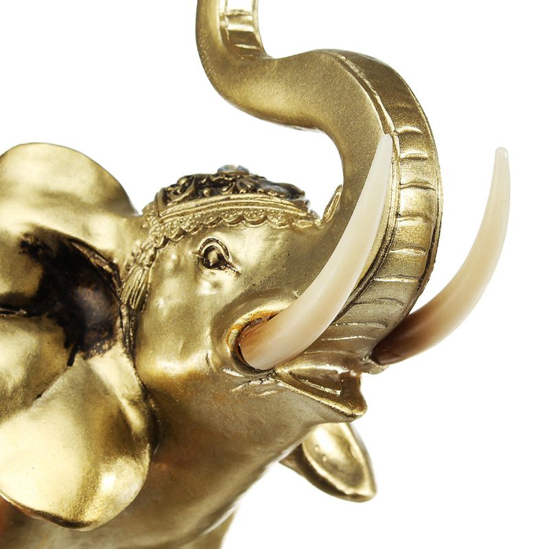 Srećni Šarm Fengshui Maskota Zlatni Slon Smola Mini Statua Ukrasi Za Kućni Stol Pokloni Za Dom