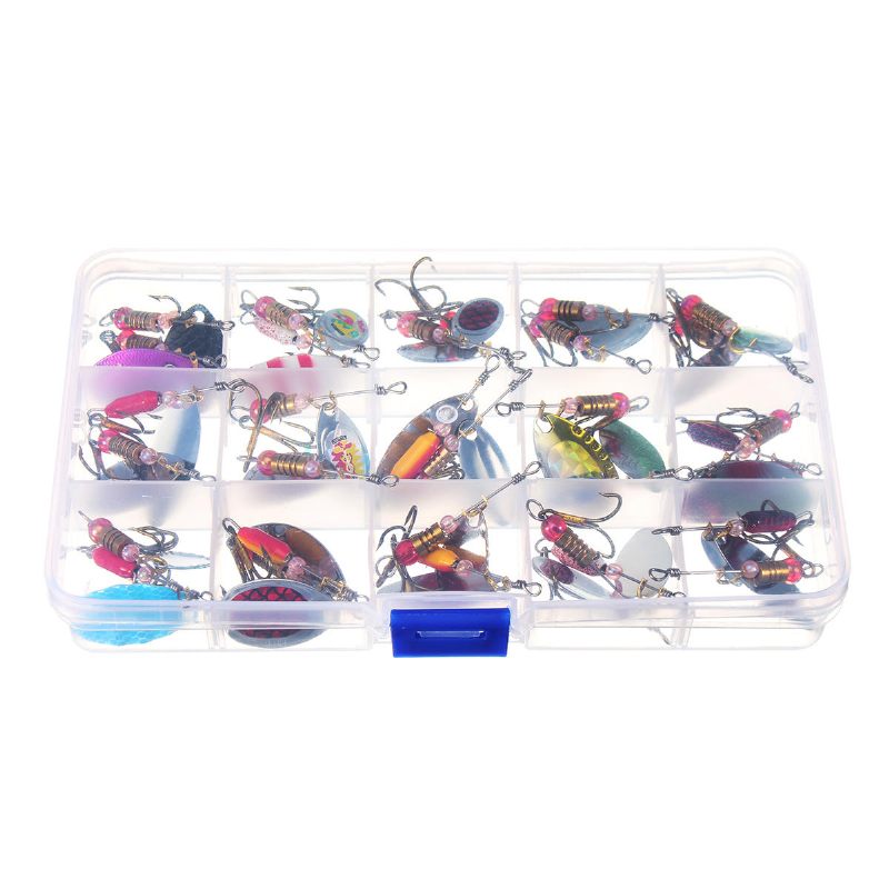 30 Kom/lot Šarena Tront Žlica Metalna Mamac Za Pecanje Spinner Bait Bass Pribor S Kutijom