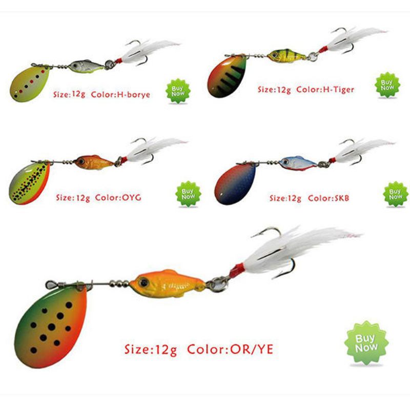 Originalni Abu Garcia H-borye 7g 12g Žlica Mamac Za Pecanje Spinner S Trostrukom Udicom I Perom